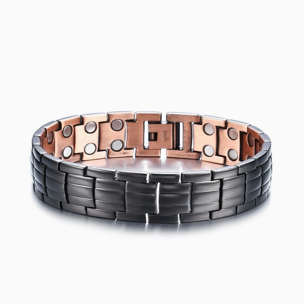 Black & Pure Copper Magnetic Link Bracelet